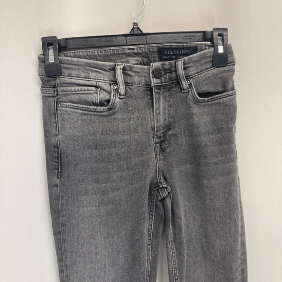 Allsaints gray black grace slashed skinny jean 25 - Picture 4 of 10